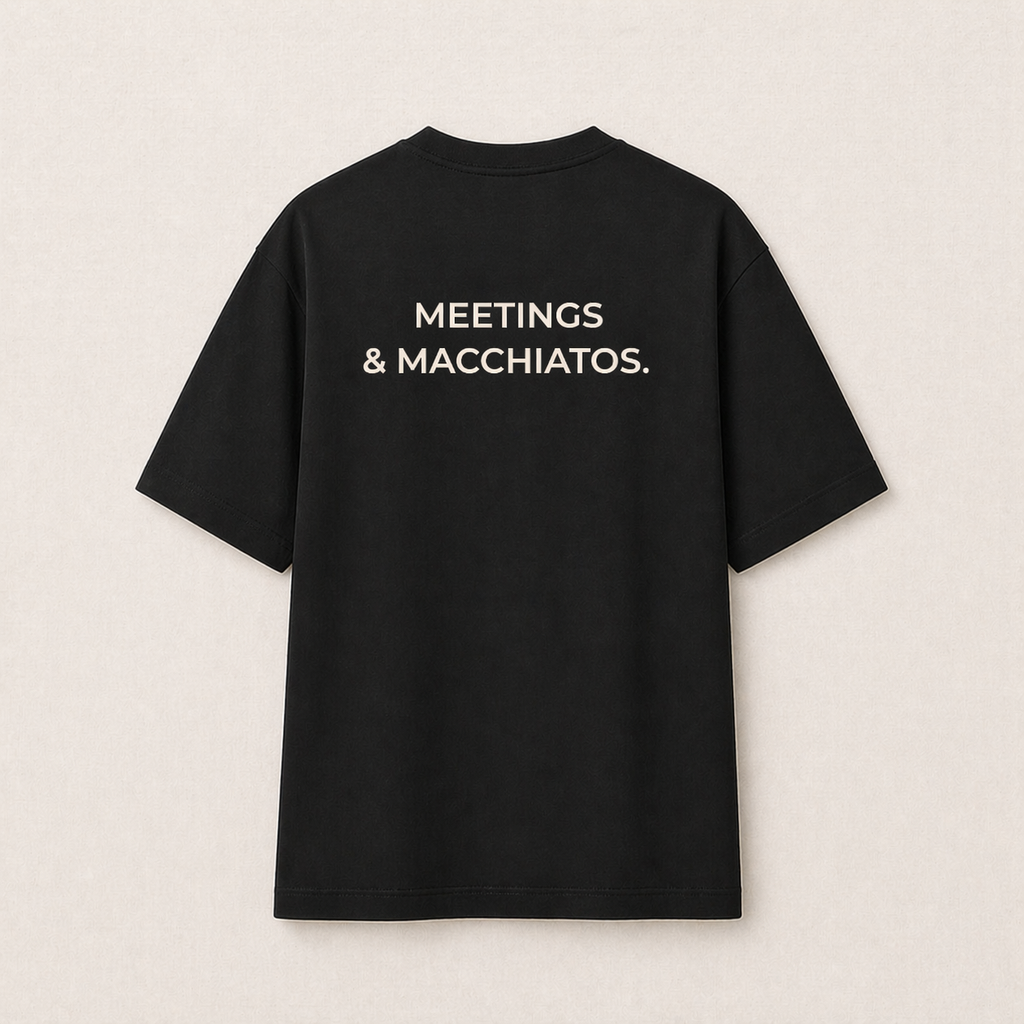 Meetings & Macchiatos Oversized Tee - Black