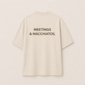 Meetings & Macchiatos Oversized Tee - Beige