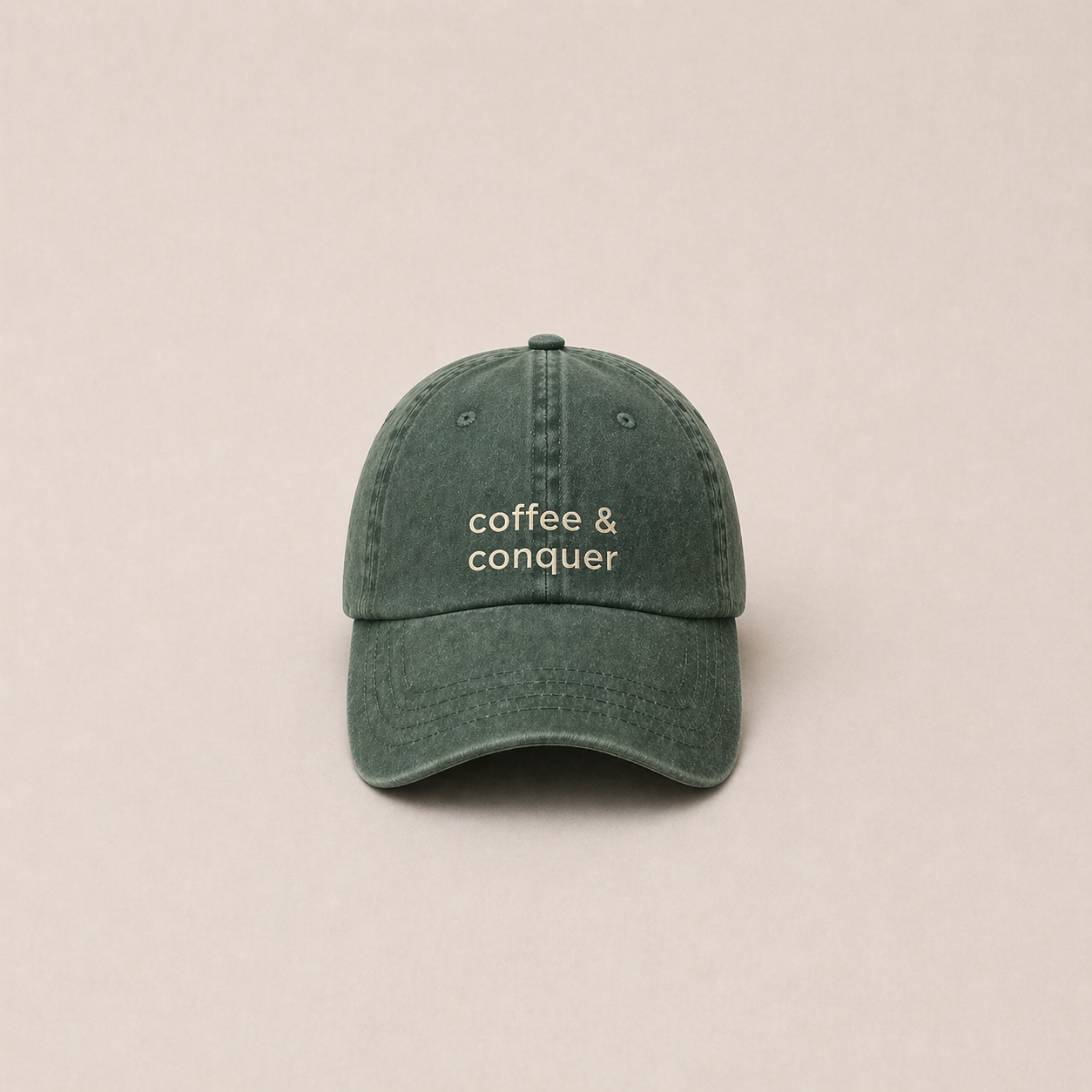 Coffee & Conquer Washed Denim Cap